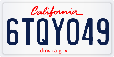 CA license plate 6TQY049
