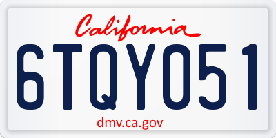 CA license plate 6TQY051