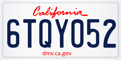 CA license plate 6TQY052