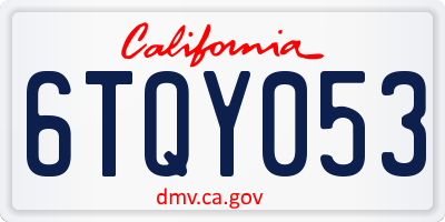 CA license plate 6TQY053
