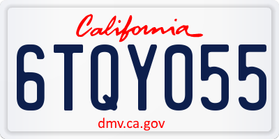 CA license plate 6TQY055