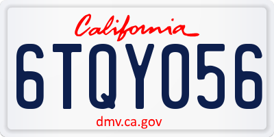 CA license plate 6TQY056