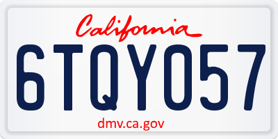 CA license plate 6TQY057