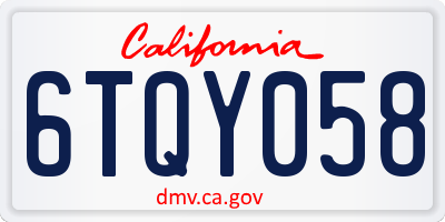 CA license plate 6TQY058