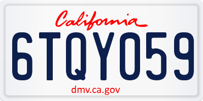 CA license plate 6TQY059
