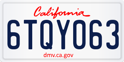 CA license plate 6TQY063