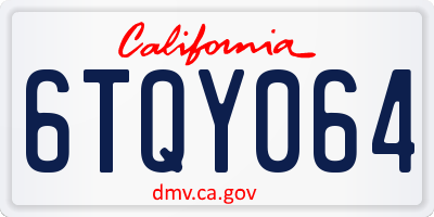 CA license plate 6TQY064