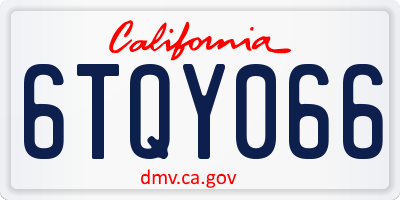 CA license plate 6TQY066