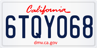 CA license plate 6TQY068