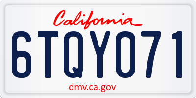 CA license plate 6TQY071