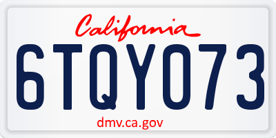 CA license plate 6TQY073