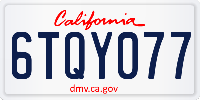 CA license plate 6TQY077