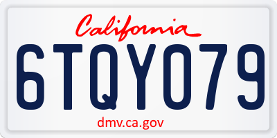 CA license plate 6TQY079