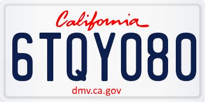 CA license plate 6TQY080