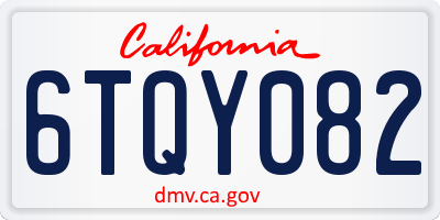 CA license plate 6TQY082