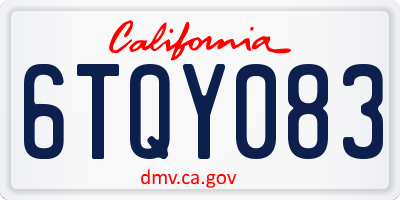 CA license plate 6TQY083