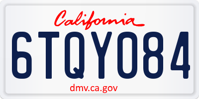 CA license plate 6TQY084