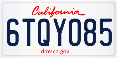 CA license plate 6TQY085