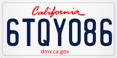 CA license plate 6TQY086
