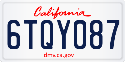 CA license plate 6TQY087