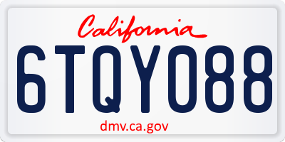 CA license plate 6TQY088