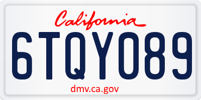 CA license plate 6TQY089