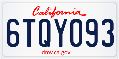 CA license plate 6TQY093