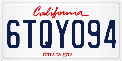 CA license plate 6TQY094