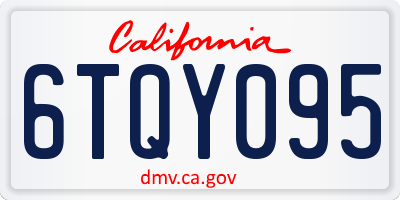 CA license plate 6TQY095