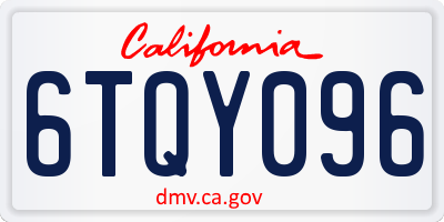 CA license plate 6TQY096