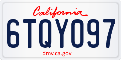 CA license plate 6TQY097