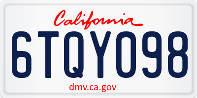 CA license plate 6TQY098