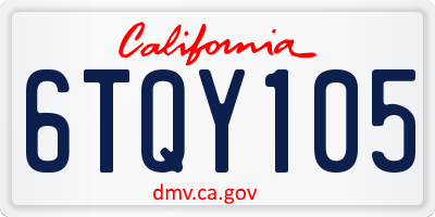 CA license plate 6TQY105