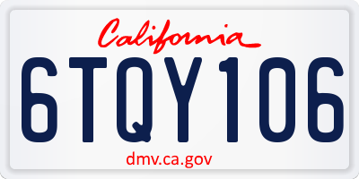 CA license plate 6TQY106