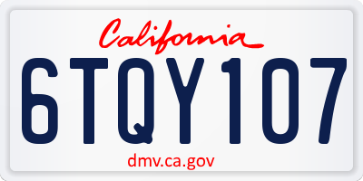 CA license plate 6TQY107