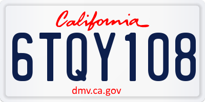 CA license plate 6TQY108
