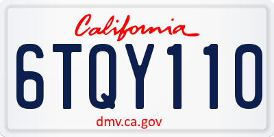 CA license plate 6TQY110