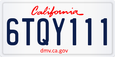 CA license plate 6TQY111