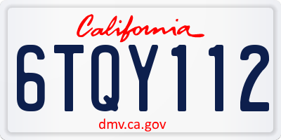 CA license plate 6TQY112