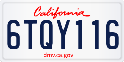 CA license plate 6TQY116