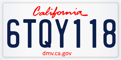 CA license plate 6TQY118