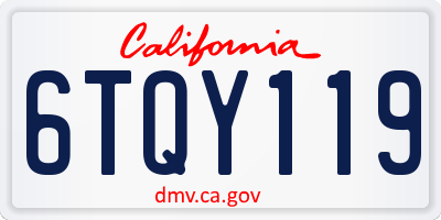 CA license plate 6TQY119