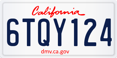 CA license plate 6TQY124