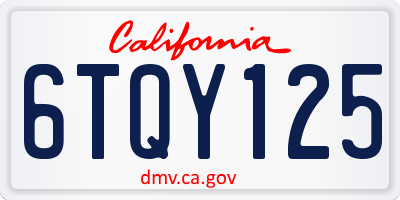 CA license plate 6TQY125