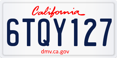 CA license plate 6TQY127