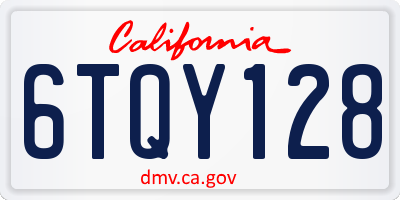 CA license plate 6TQY128