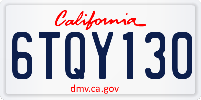 CA license plate 6TQY130