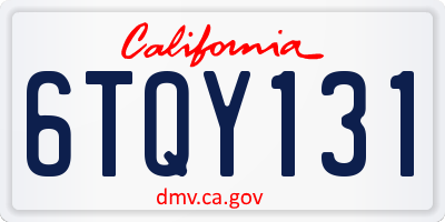 CA license plate 6TQY131
