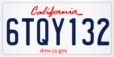 CA license plate 6TQY132