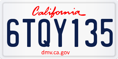 CA license plate 6TQY135